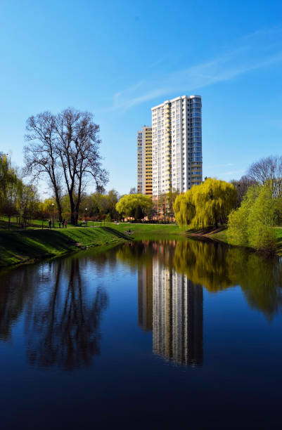 istock High-rise house in the park. 668208378