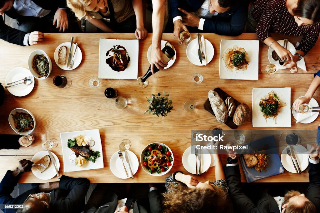 Cafe Business Collaboration Colleagues Success Concept Dinner Stock Photo