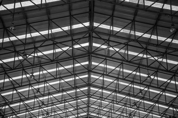 istock steel structures metal construction roofs workshop in factory 668224636