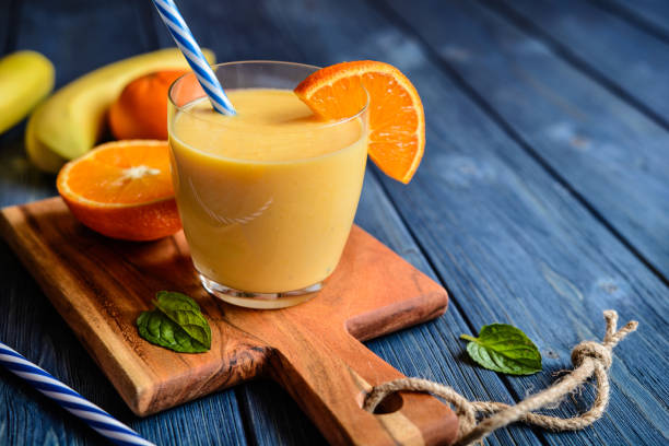 istock Fresh mandarin smoothie with banana and yoghurt 668225330