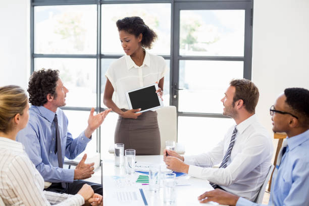 istock Business colleagues discussing in meeting 668225922
