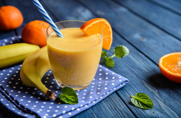 istock Fresh mandarin smoothie with banana and yoghurt 668226402