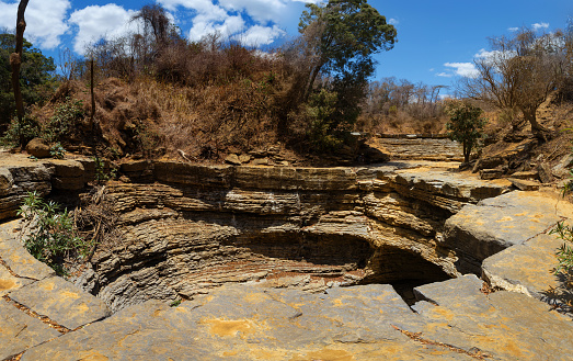 entrance to the underground river during the dry season, Ankarana reserve, Madagascar wilderness landscape