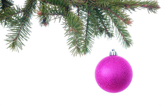 istock Christmas ball and green Christmas tree branch 668264456