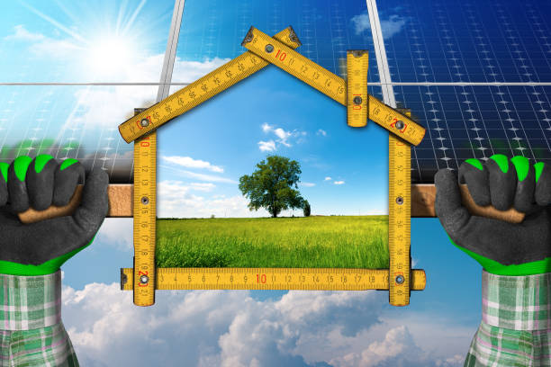 istock Project of Ecological House with Solar Panels 668271032