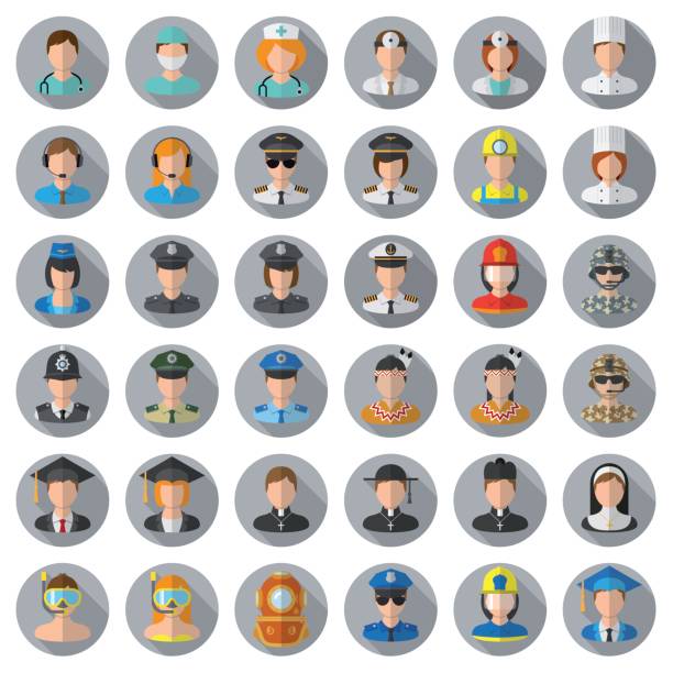 People icon set - different professions Eps10 vector illustration with layers (removeable) and high resolution jpeg file included (300dpi). pilot icon stock illustrations