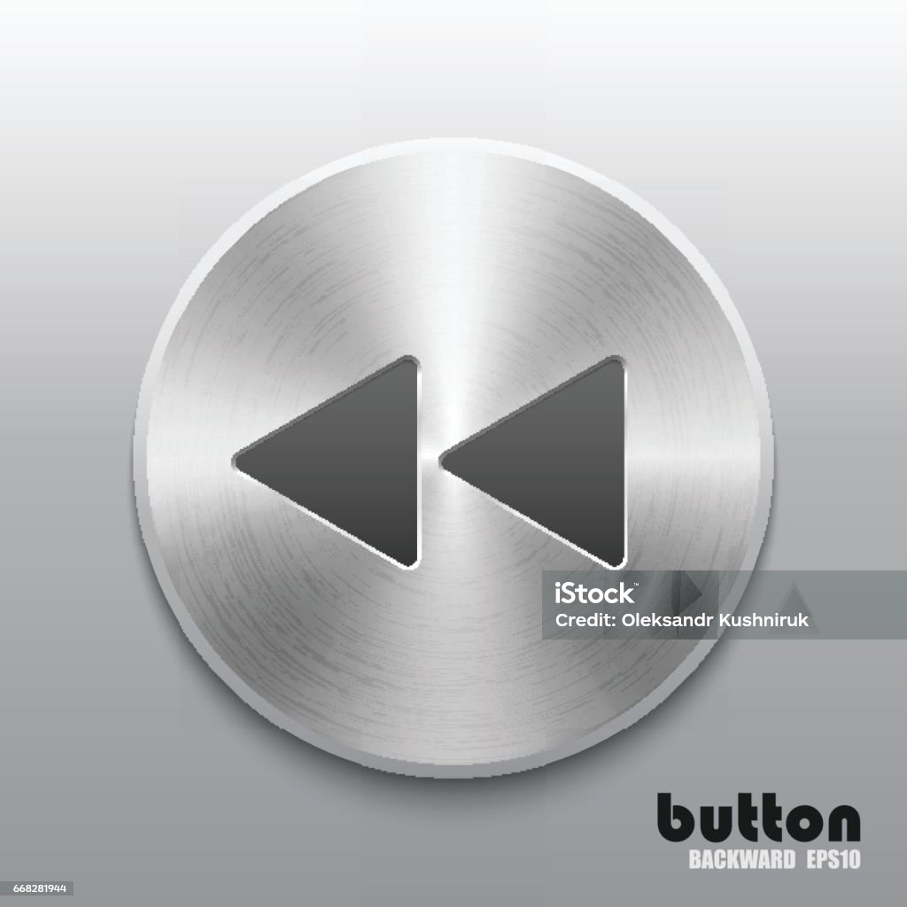 Rewind Back Button Round Rewind Back Button With Metal Brushed Texture Stock Illustration ...