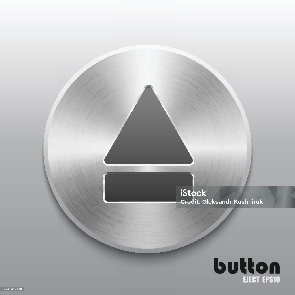 Ejection Button Round Eject Button With Metal Brushed Texture Stock Illustration ...