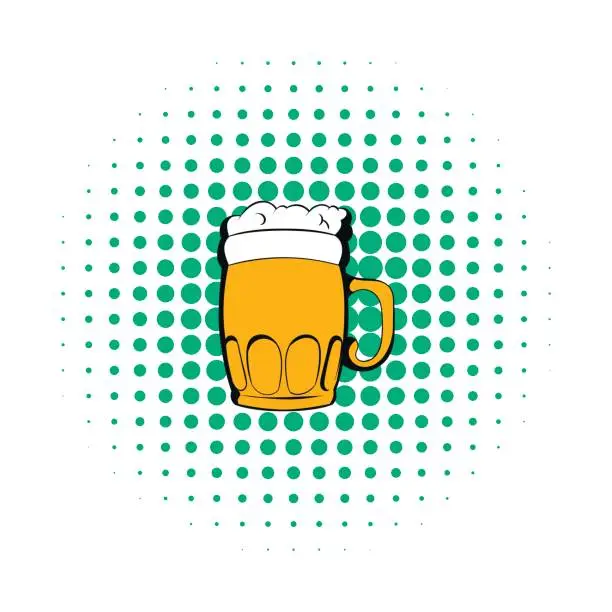 Vector illustration of Beer mug
icon in comics style