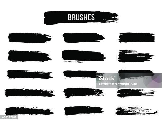 Painted Grunge Stripes Set Stock Illustration - Download Image Now - Brush Stroke, Vector, Paint