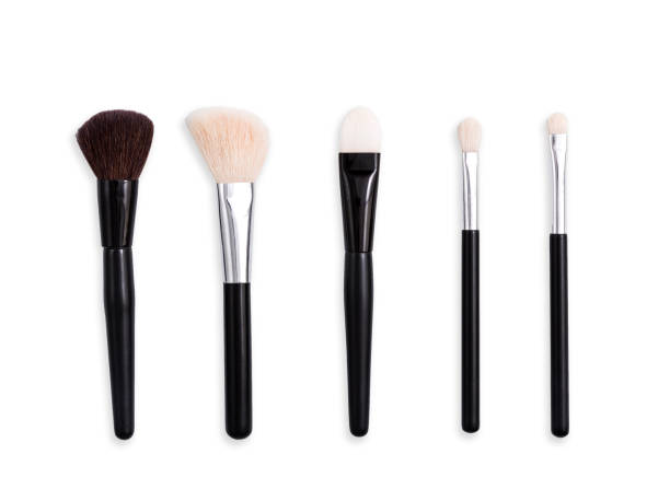 istock Cosmetics, beauty, make-up brushes set in row 668312032