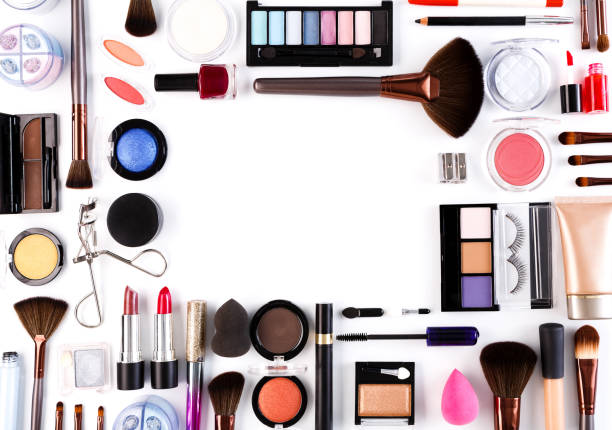 Makeup Cosmetics Tools And Essentials Background Copy Space Stock Photo -  Download Image Now - iStock