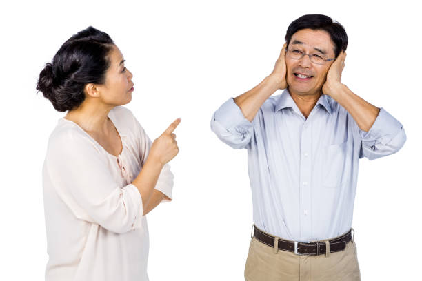 istock Older asian couple having an argument 668329760