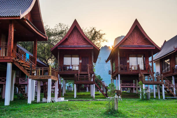 istock Thai Houses in Vang Vieng, Laos 668341122