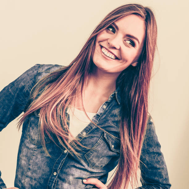 istock Young woman with waving hairs. 668341348