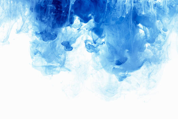 istock Abstract background color ink drop in water. Blue cloud of paint on white. 668349646