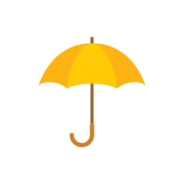 illustrazioni stock, clip art, cartoni animati e icone di tendenza di ombrello giallo isolato su sfondo bianco - giallo illustrazioni