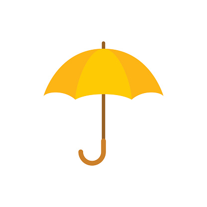 Yellow umbrella isolated on white background