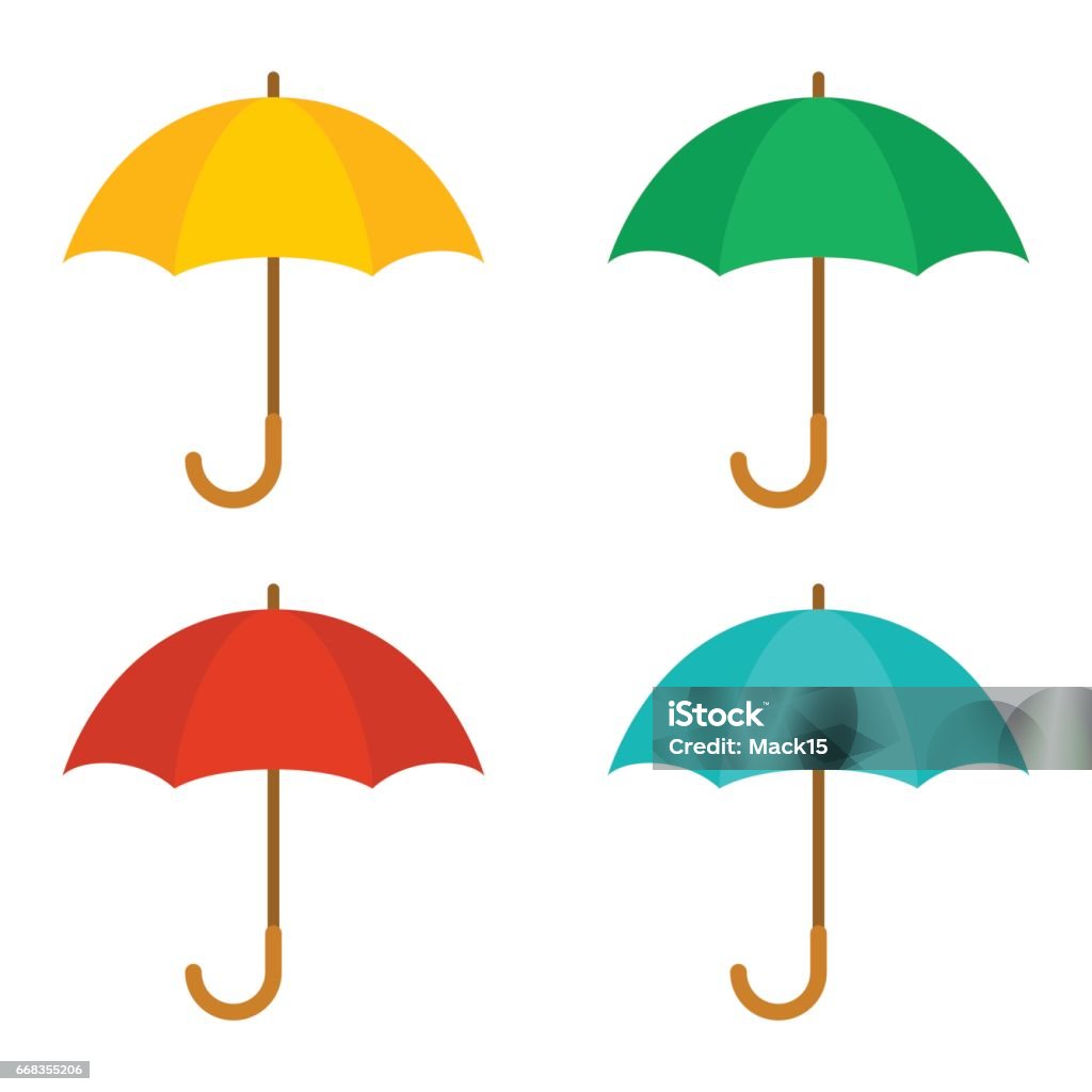 Satz von niedlichen multicolor Sonnenschirme - Lizenzfrei Regenschirm Vektorgrafik