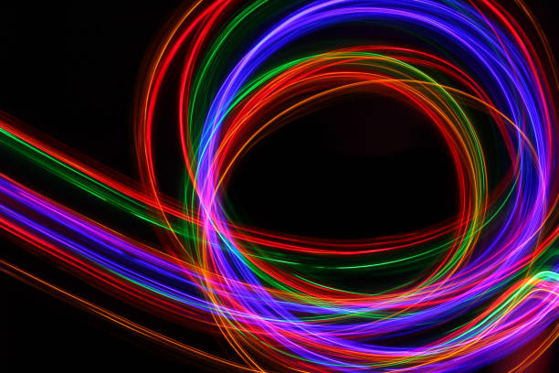 istock Multi-coloured fairy lights, light painting photography 668371264
