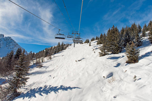 istock Panoramic view of an alpine mountainside with ski lift 668374220