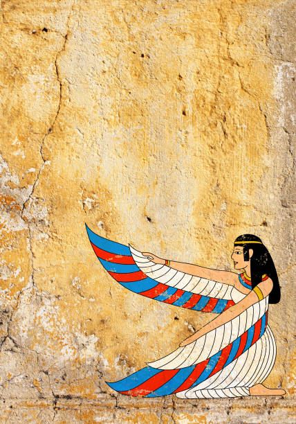 istock Grunge background with old stucco texture and Egyptian goddess Isis 668374734