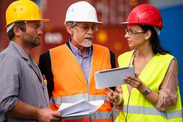 istock Industrial team working at commercial transport dock 668388082