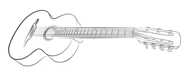 Vector illustration of A sketch of a guitar.