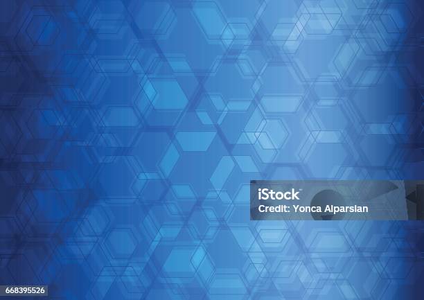 Hexagon Abstract Background Stock Illustration - Download Image Now - Blue Background, Hexagon, Backgrounds