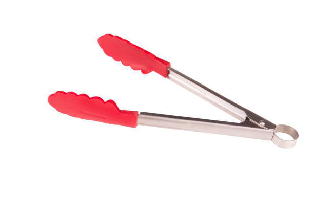 Food tongs on a white background