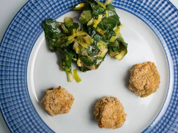 Cooked vegetables and quinoa balls