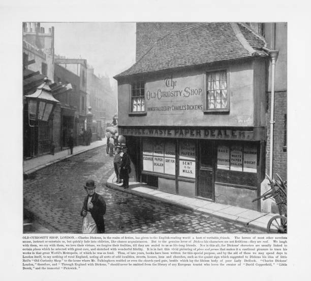 Antique London Photograph: Old Curiosity Shop, London, 1893 stock photo