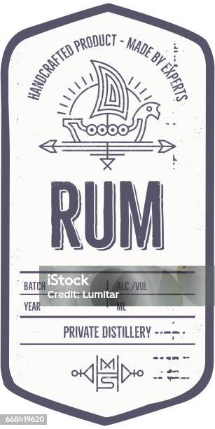 Vintage Alcohol Drink Label Design With Ethnic Elements In Thin Line Style Stock Illustration - Download Image Now