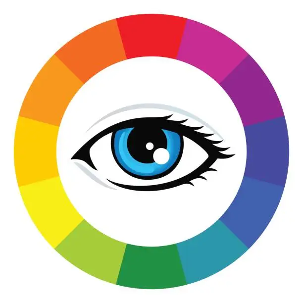 Vector illustration of Color wheel and eye - illustration