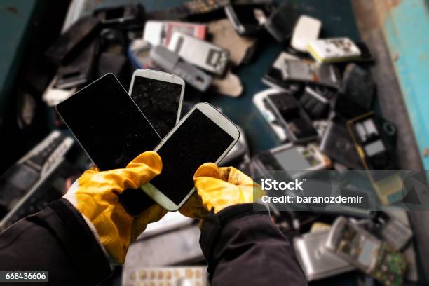 Electronics Recycling Stock Photo - Download Image Now - Recycling, E-Waste, Mobile Phone