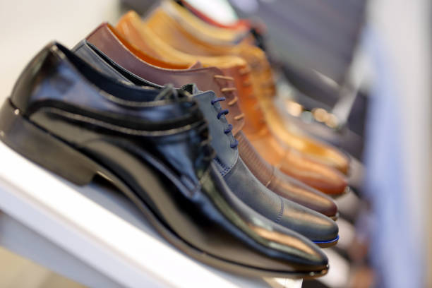 istock Row of men's shoes 668437202