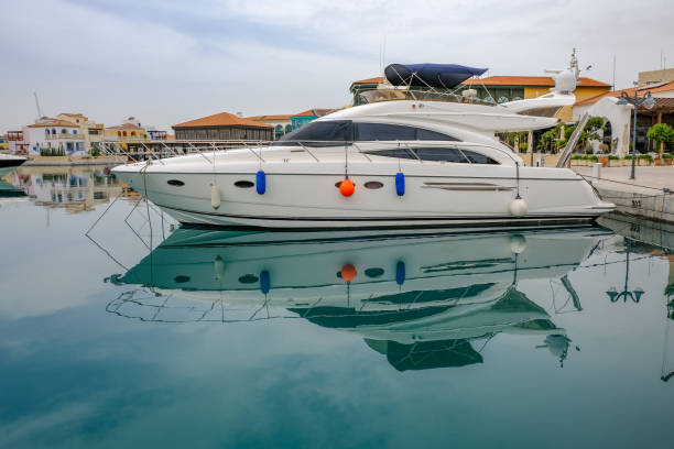 istock Motor speed boat moored at Limassol marina 668443024