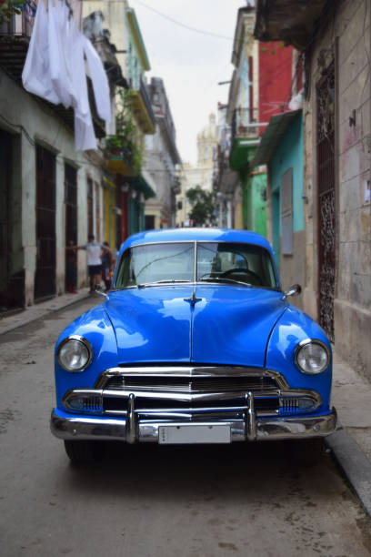istock Old blue car in Havana 668443930