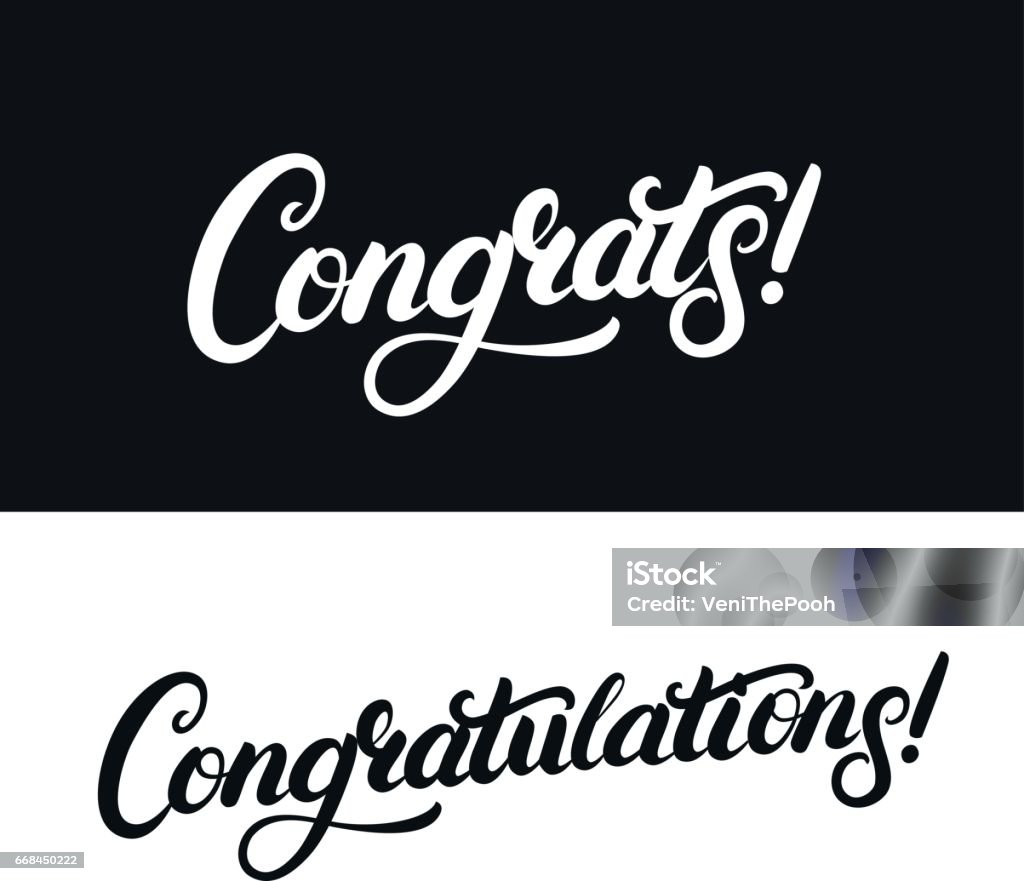 Congrats and Congratulations hand written lettering for card, greeting card, invitation, poster and print Congrats and Congratulations hand written lettering for card, greeting card, invitation, poster and print. Modern brush calligraphy. Isolated on background. Vector illustration. Congratulating stock vector