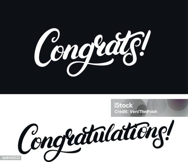 Congrats And Congratulations Hand Written Lettering For Card Greeting Card Invitation Poster And Print Stock Illustration - Download Image Now