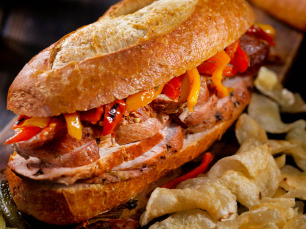 istock Roast Pork Sandwich with Roasted Peppers 668450424