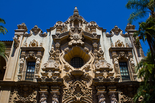 Front facade of building with intricate detail