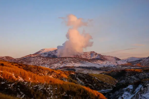 Active volcano at Kyushu island