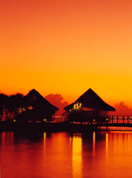 Tahiti floating cottage evening