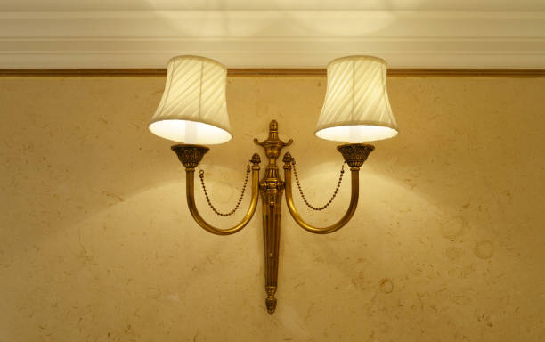 istock Luxury hanging lamp on marble wall - interior decoration 668496872