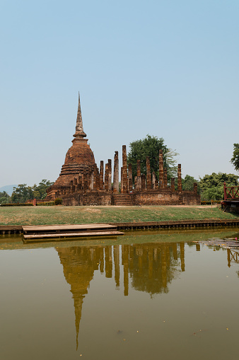 Ancient ruin in Thailand. The temple named Wat Sa si, part of Sukhothai historical park, ancient kingdom in thirteenth centuries.