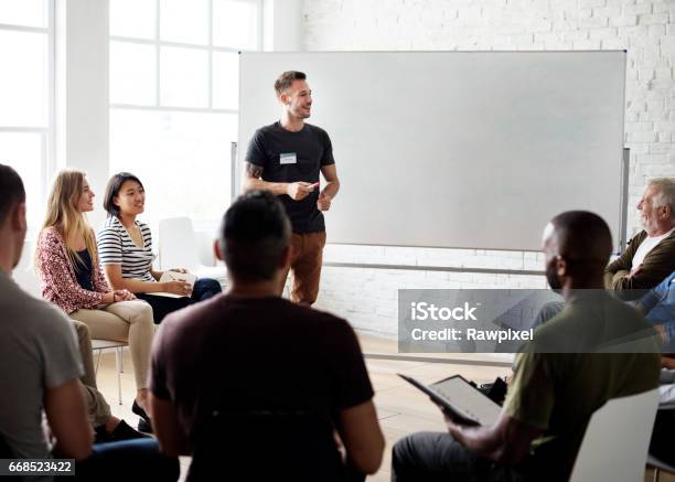 Networking Seminar Meet Ups Concept Stock Photo - Download Image Now - Whiteboard - Visual Aid, Meeting, Community