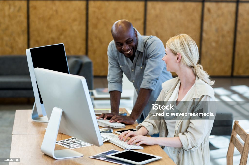 Colleague Computer Colleagues Working On Computer Together Stock Photo - Download Image ...