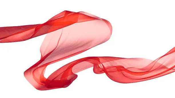 Abstract flowing red satin an a white background
