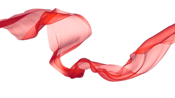 Fabric Flowing Cloth Wave, Red Waving Silk Flying Textile Satin on White Isolated Background satin photos stock pictures, royalty-free photos & images